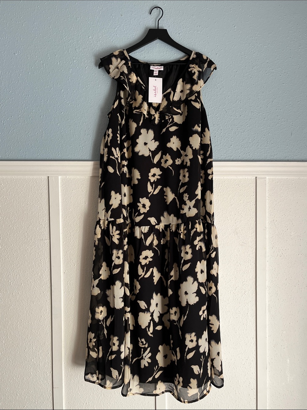 Isabel Maternity by Ingrid & Isabel Black Midi Dress with Cream Floral